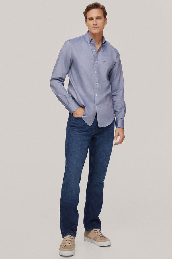 Pedro del Hierro Camisa lisa non iron + antimanchas Azul