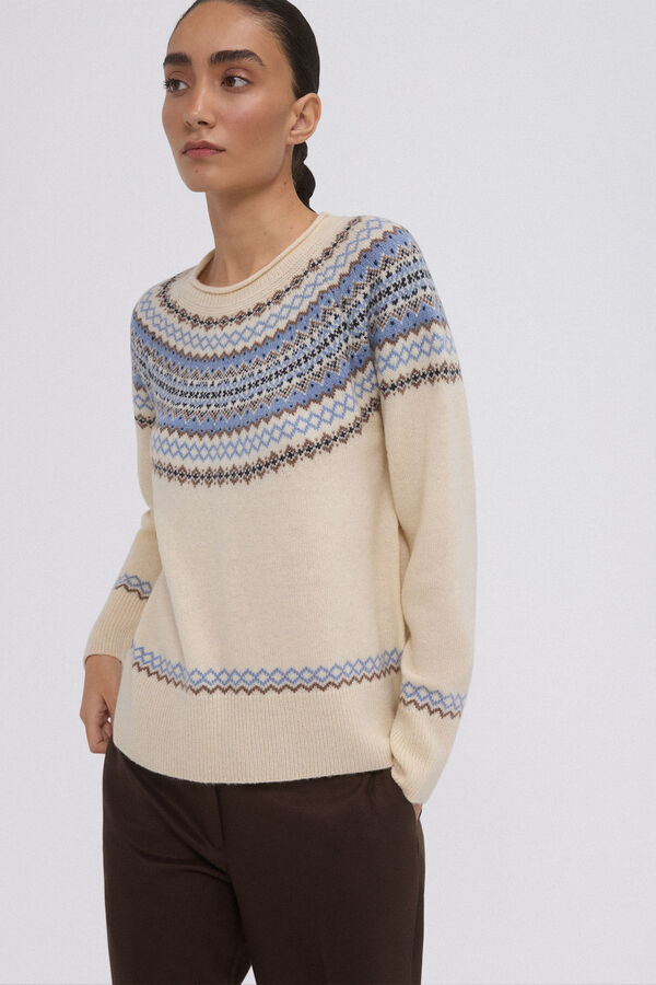 Pedro del Hierro Greek jacquard jersey Beige