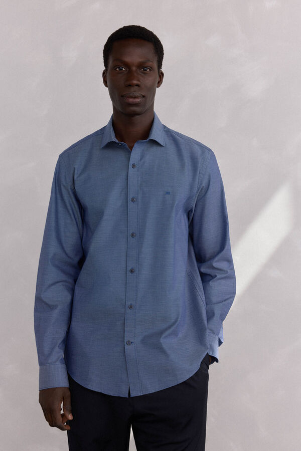 Pedro del Hierro Easy-iron structured shirt + anti-odor slim fit Blue