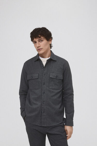 Pedro del Hierro Coordinated plain overshirt Grey