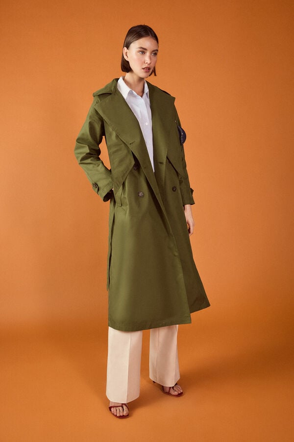 TFP by Tamara Falc&oacute; Long hooded trench coat Green