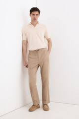 Pedro del Hierro Regular fit structured laced chinos Beige