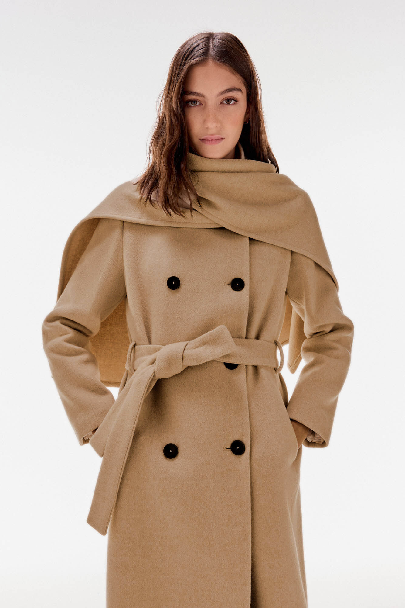 TFP by Tamara Falc&oacute; double-breasted coat with scarf