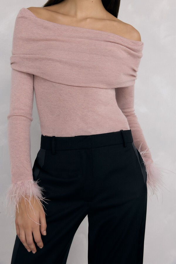 Pedro del Hierro Feather jersey cuff Pink