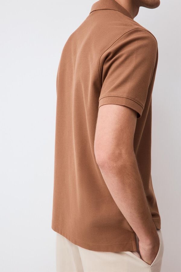 Pedro del Hierro Piqu&eacute; basic polo shirt Brown
