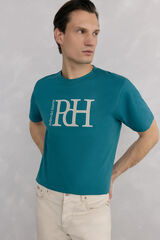 Pedro del Hierro Large logo T-shirt Turquoise