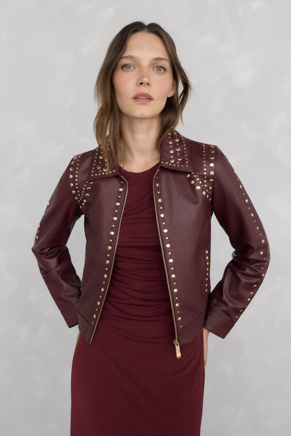 Pedro del Hierro Studded napa jacket Coral