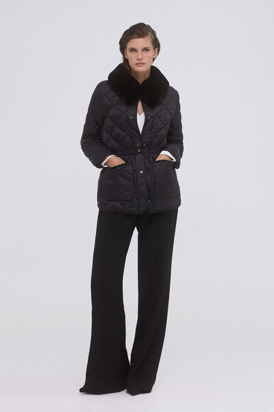 Pedro del Hierro Padded jacket with belt Black