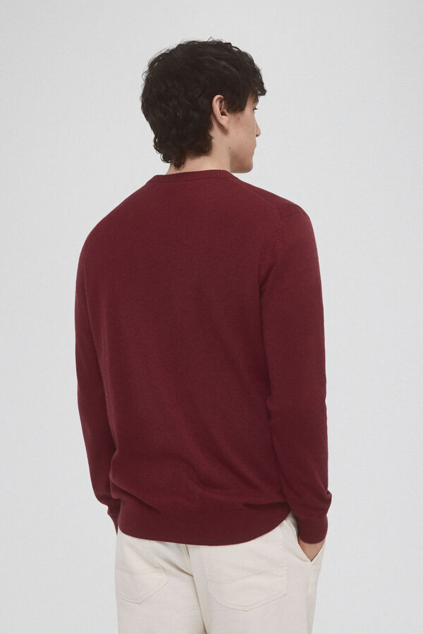 Pedro del Hierro Wool and cashmere round neck jumper Burgundy