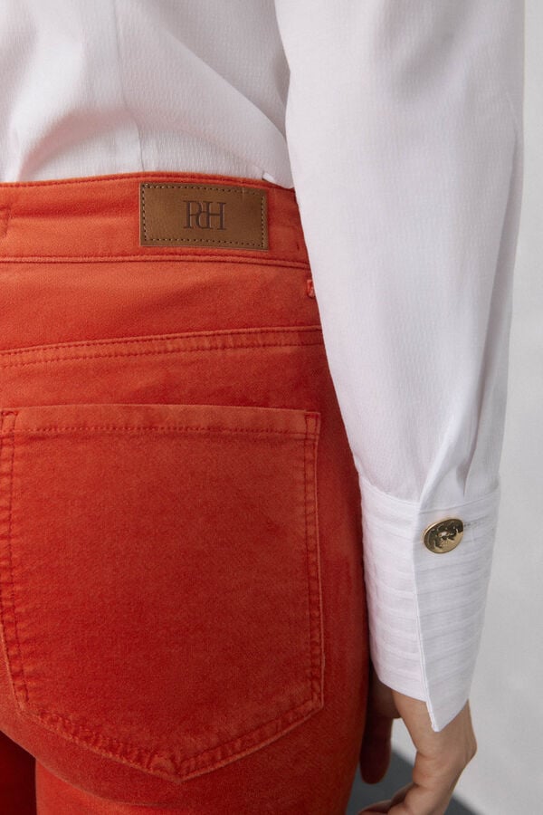 Pedro del Hierro Cropped flare velvet pants Orange