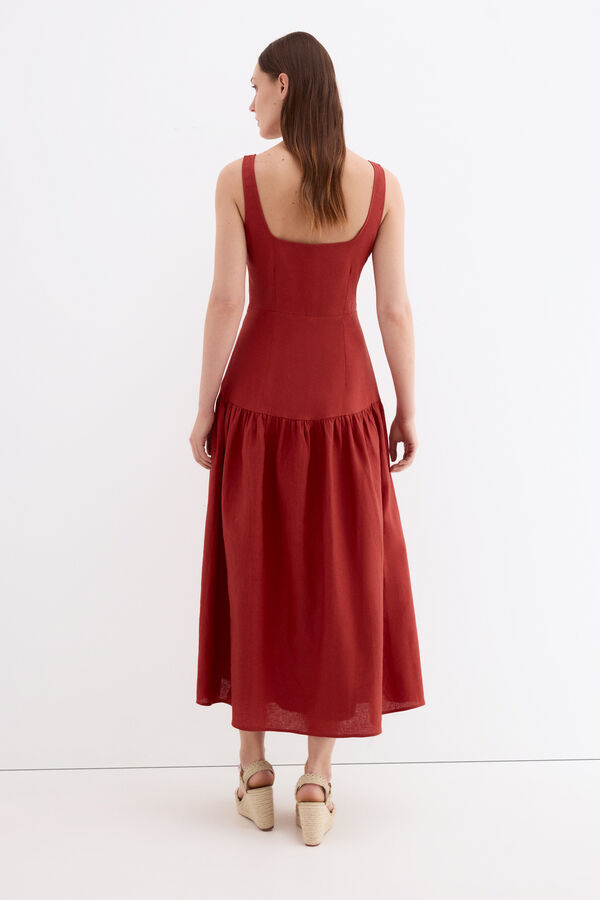 Pedro del Hierro Linen midi dress Orange