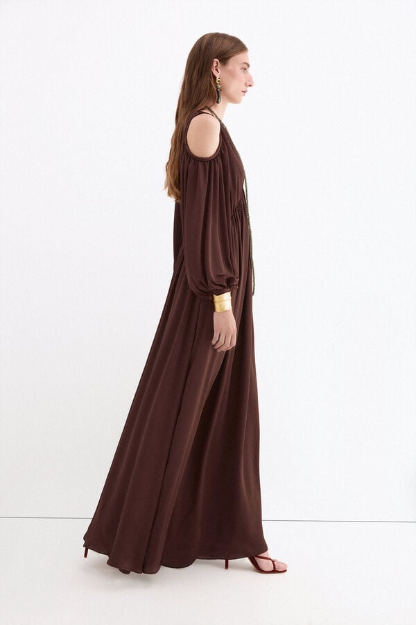 Pedro del Hierro Vestido comprido fluido Marrom
