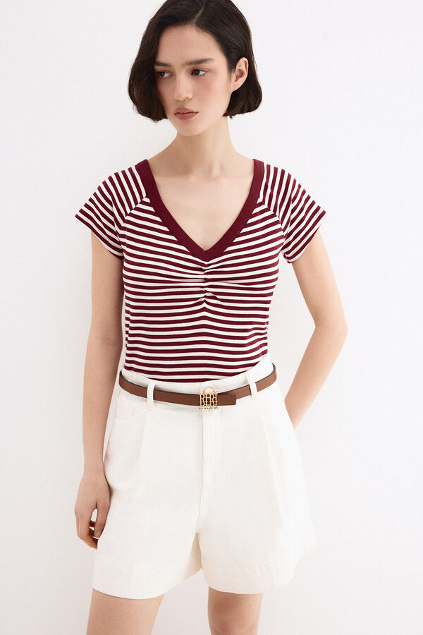 Pedro del Hierro T-shirt riscas gola barco Laranja