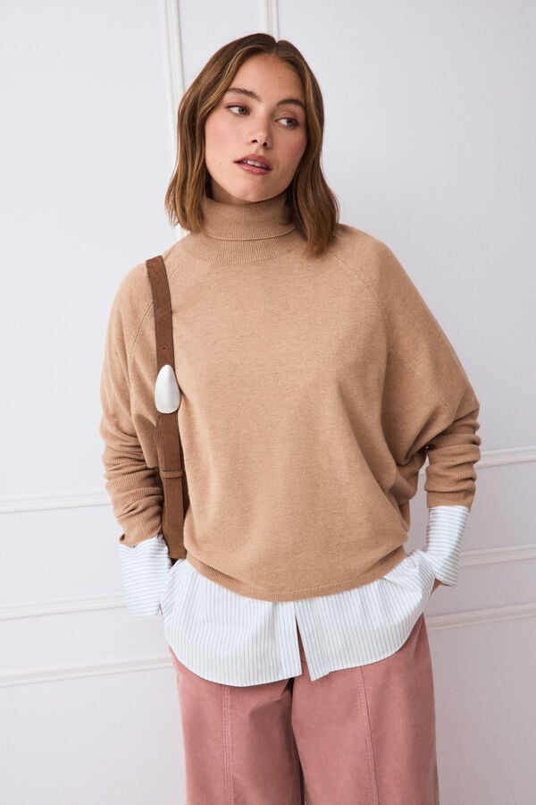 TFP by Tamara Falc&oacute; Oversize funnel neck jumper Brown