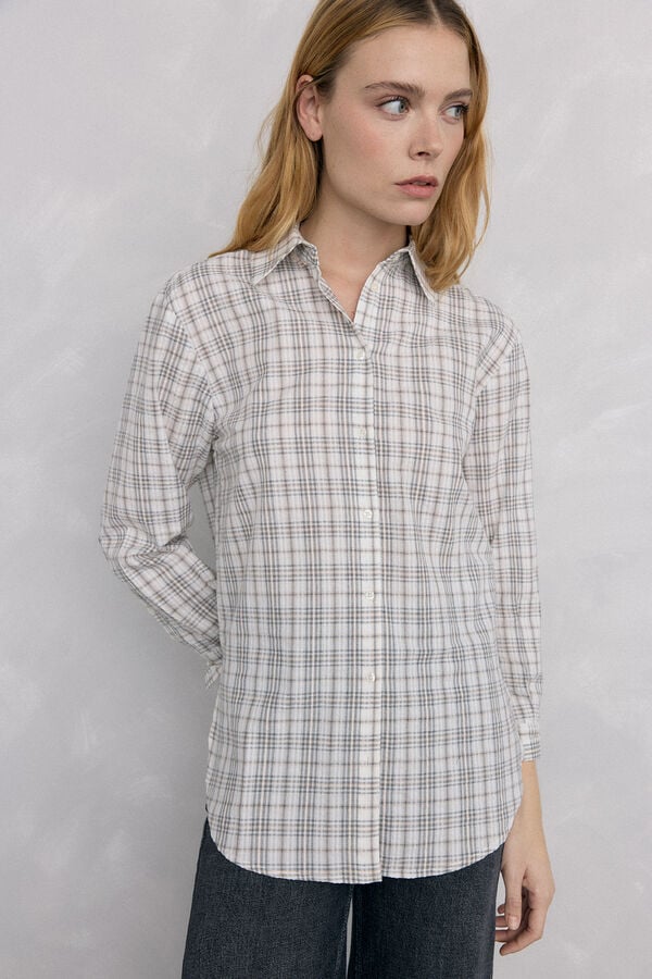 Pedro del Hierro Wide plaid shirt Grey