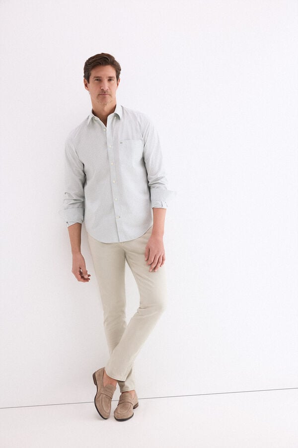 Pedro del Hierro Non-iron stain-resistant gingham print shirt Green