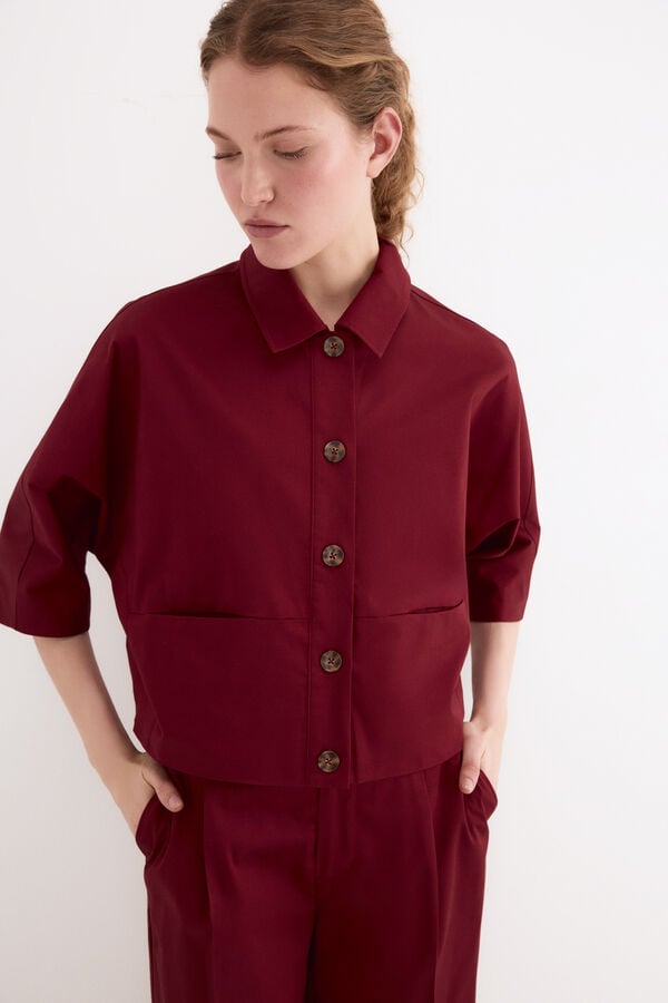 Pedro del Hierro Poplin jacket Burgundy
