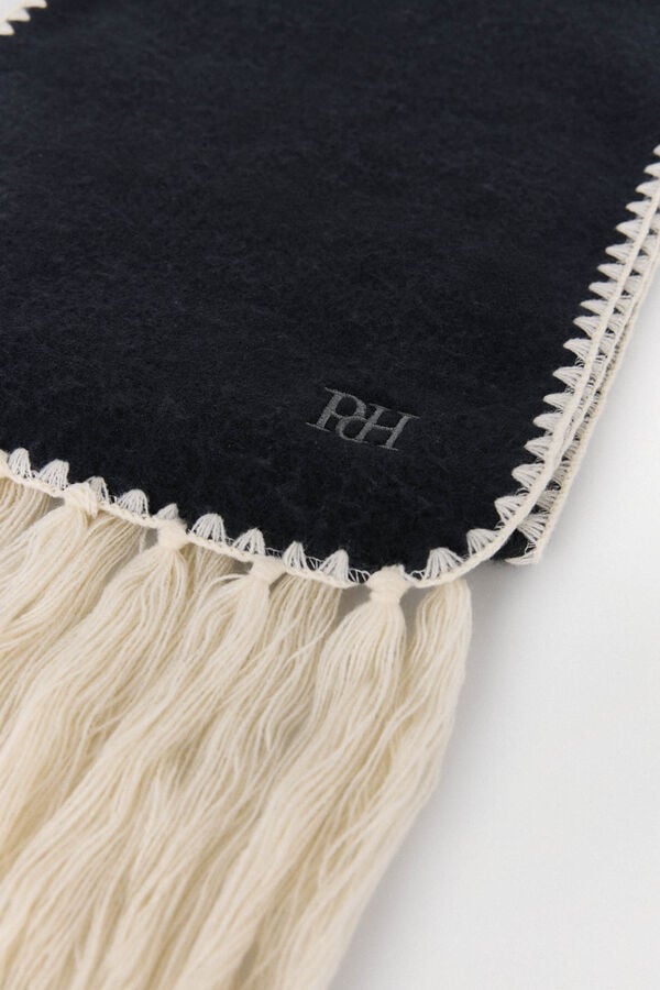 Pedro del Hierro Scarf with two-tone fringed ends Grey