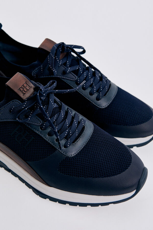 Pedro del Hierro Leather rubber-soled sneakers Blue
