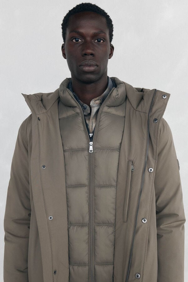 Pedro del Hierro Parka curta capuz Beige