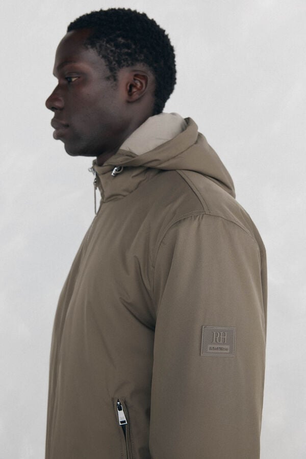 Pedro del Hierro Zip fastening jacket with hood Beige