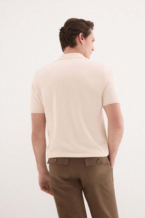 Pedro del Hierro Cotton premium short sleeve polo shirt Beige