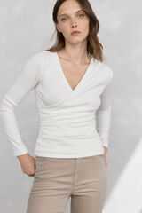 Pedro del Hierro Top drapeado textura Crudo