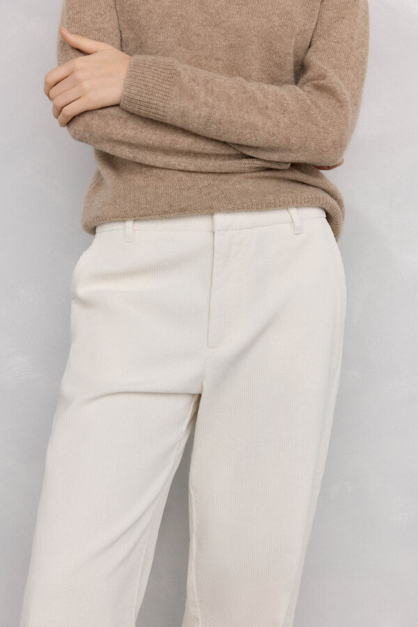 Pedro del Hierro Pantalones pana wide leg classic Crudo