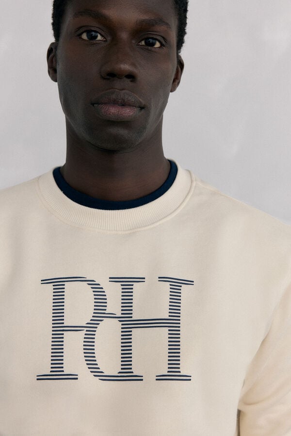 Pedro del Hierro Sweatshirt logo crew neck Beige