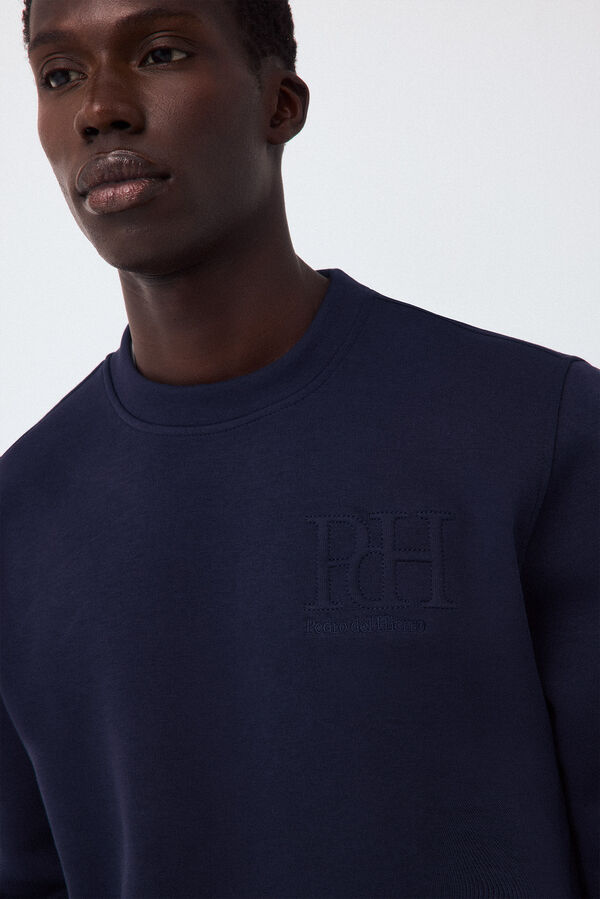 Pedro del Hierro Neoprene crew neck sweatshirt Blue