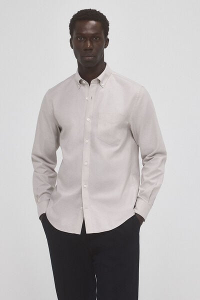 Pedro del Hierro Plain non-iron Oxford shirt Brown