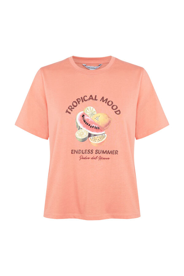 Pedro del Hierro Short sleeve T-shirt with front print Orange