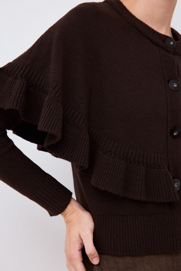 Pedro del Hierro Cape jacket with ruffle Brown