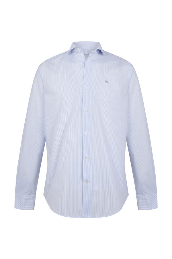Pedro del Hierro Striped non-iron + anti-stain slim fit dress shirt Blue