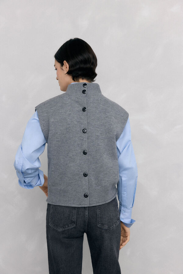 Pedro del Hierro Waistcoat with central buttoning and cross-knit eights Grey