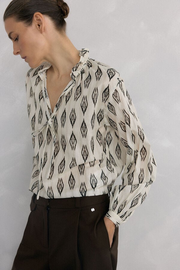 Pedro del Hierro Blusa estampada Marfim