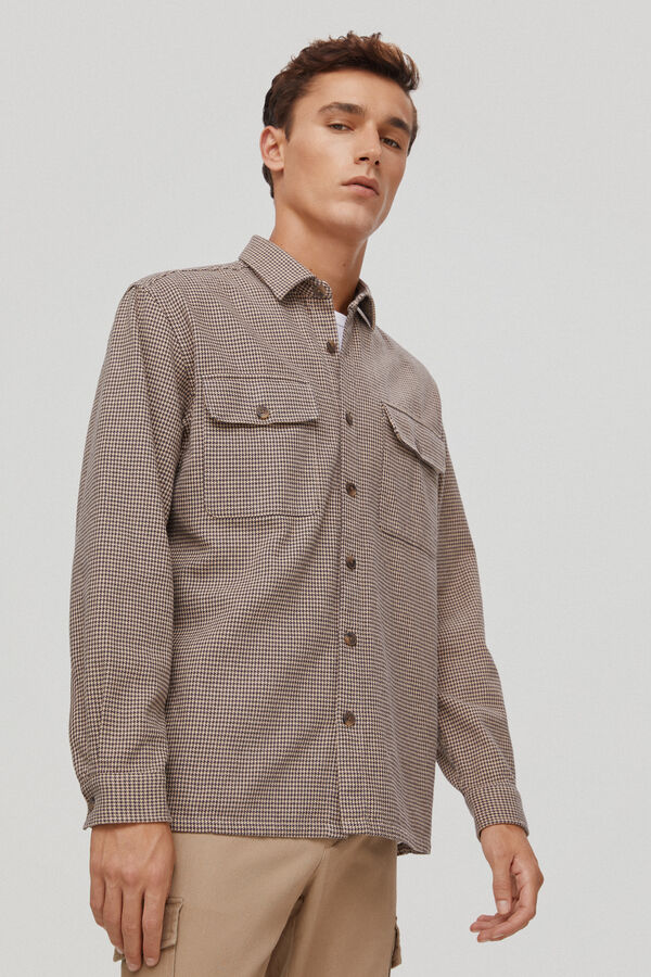 Pedro del Hierro Sobrecamisa en tejido de cuadros Marr&oacute;n