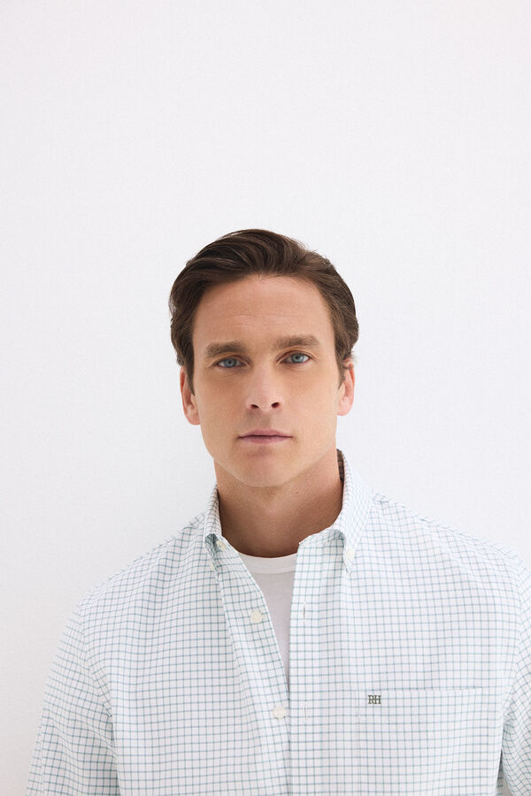 Pedro del Hierro Oxford non-iron plaid shirt Green