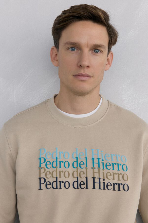 Pedro del Hierro Logo crew neck sweatshirt Beige