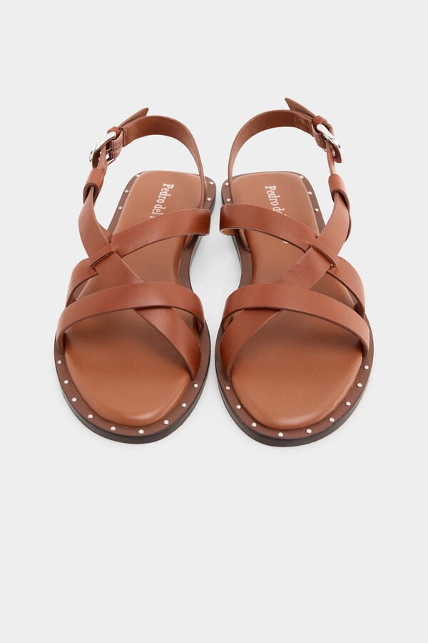 Pedro del Hierro Leather strap sandal Red