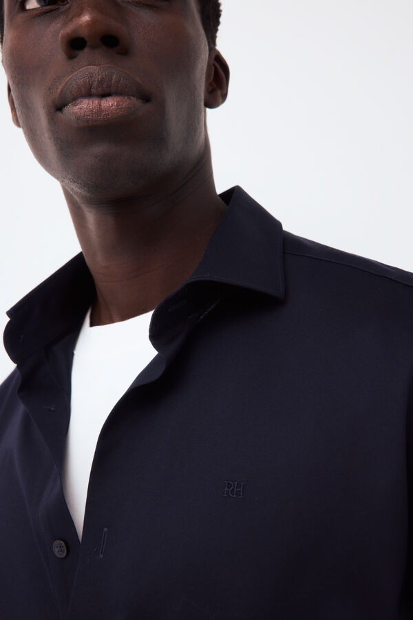 Pedro del Hierro Plain jersey-knit shirt Blue