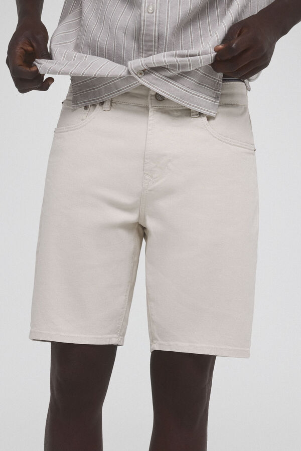 Pedro del Hierro Coloured denim Bermuda shorts Beige