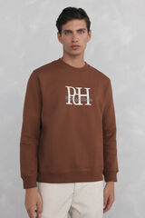 Pedro del Hierro Big logo crew neck sweatshirt Brown