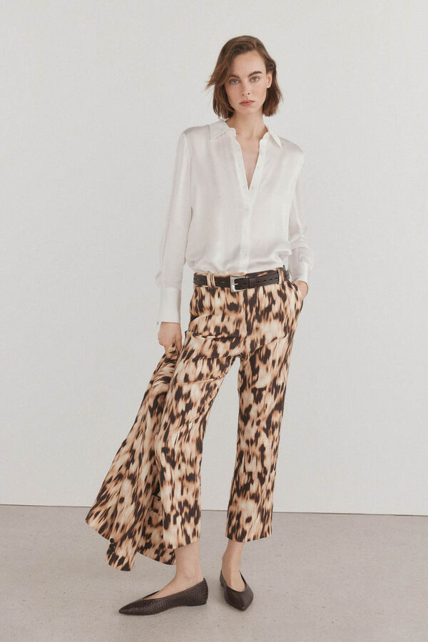 Pedro del Hierro Print crop flare pants Brown