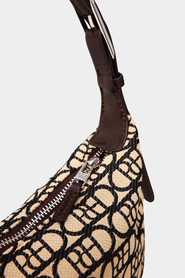 Pedro del Hierro Logo half-moon handbag Beige
