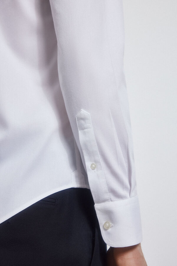 Pedro del Hierro Plain textured non-iron + stain-resistant dress shirt White