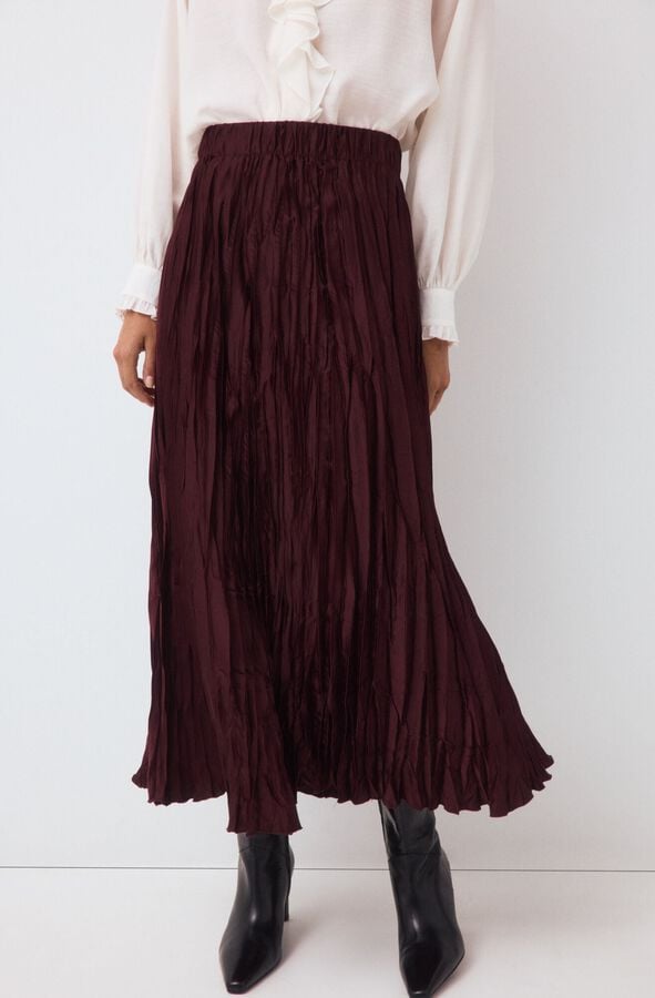 Pedro del Hierro Pleated skirt Burgundy