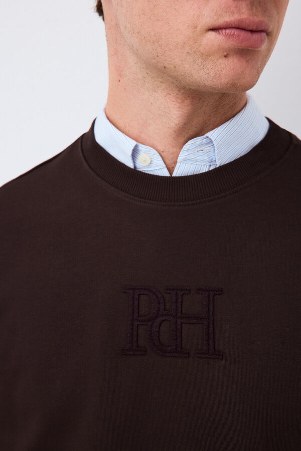 Pedro del Hierro Sweatshirt com logo gola caixa Marrom