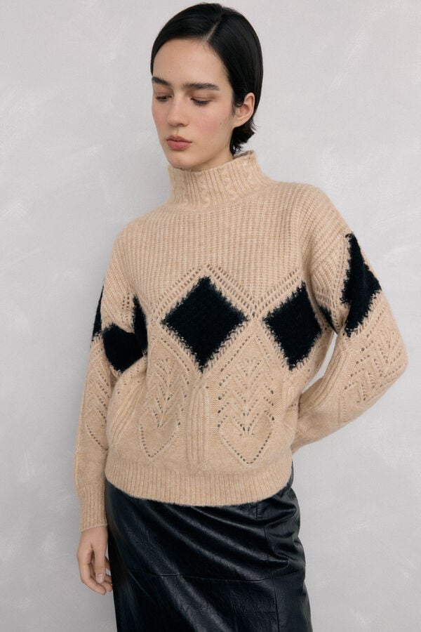 Pedro del Hierro Perkins rhombus fantasy jersey Beige