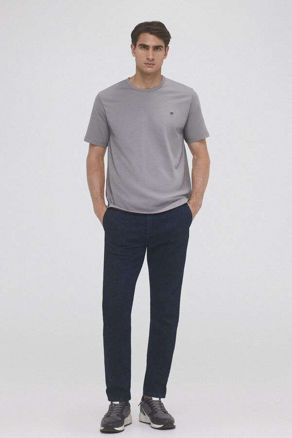 Pedro del Hierro Basic T-shirt with embroidered logo Grey